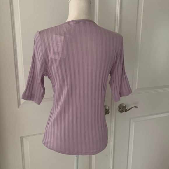 VINCE Ribbed Elbow Sleeve Crew Neck Top - Picture 11 of 16